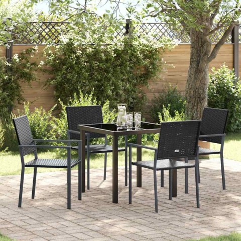 Zestaw do jadalni w ogrodzie 5 pcs Czarny Rattan PE