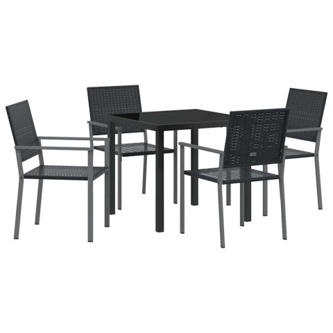 Zestaw do jadalni w ogrodzie 5 pcs Czarny Rattan PE