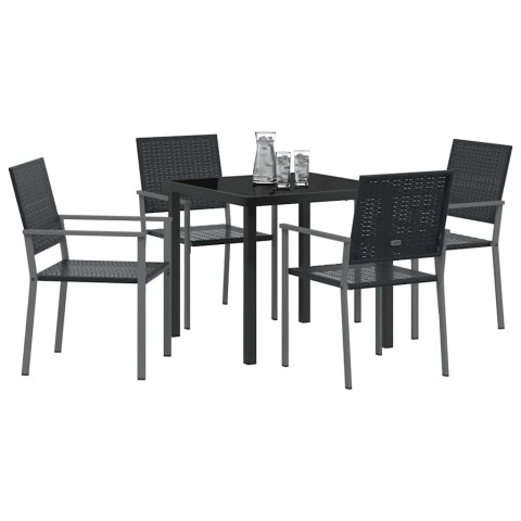 Zestaw do jadalni w ogrodzie 5 pcs Czarny Rattan PE
