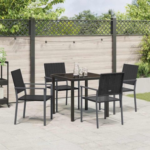 Zestaw do jadalni w ogrodzie 5 pcs Czarny Rattan PE