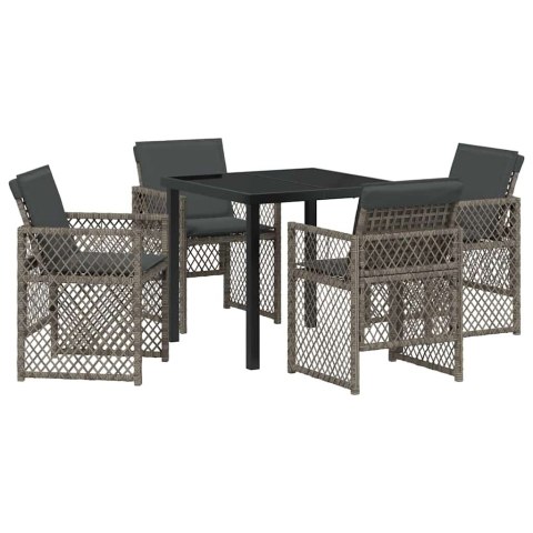 Zestaw do jadalni w ogrodzie 5 pcs Szary polirattan