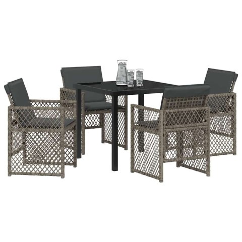 Zestaw do jadalni w ogrodzie 5 pcs Szary polirattan