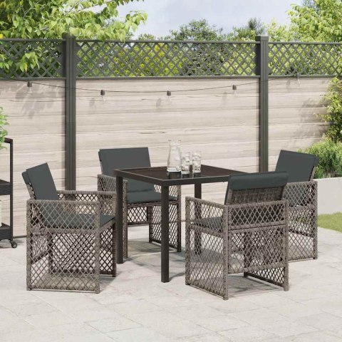 Zestaw do jadalni w ogrodzie 5 pcs Szary polirattan