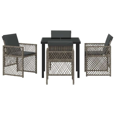 Zestaw do jadalni w ogrodzie 5 pcs Szary polirattan