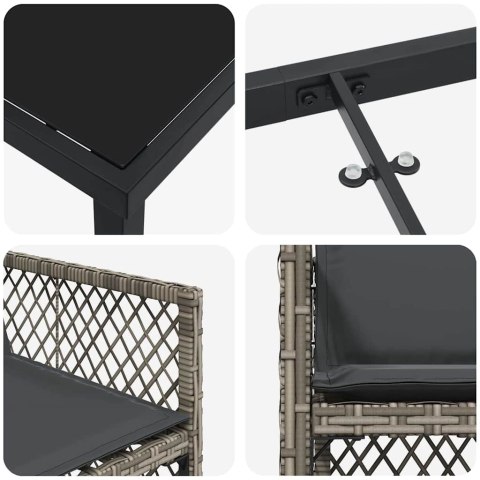 Zestaw do jadalni w ogrodzie 5 pcs Szary polirattan
