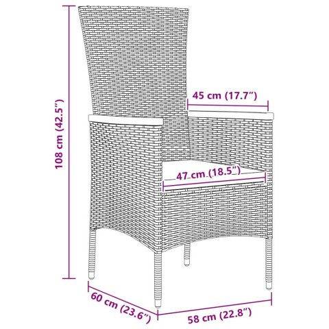 Zestaw do jadalni w ogrodzie z poduszką 3 pcs Szary