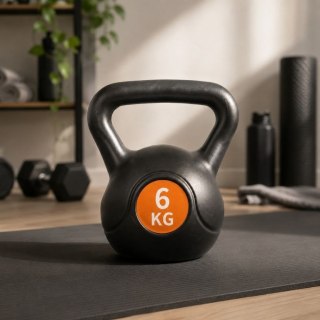 Kettlebell 6 kg, plastikowy z wypełnieniem cementowym