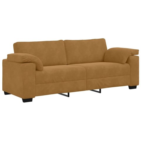 Sofa 3-osobowa, brązowa, 220x77x82 cm, aksamit