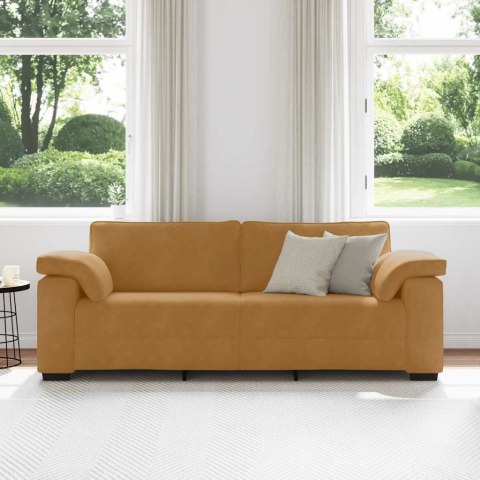 Sofa 3-osobowa, brązowa, 220x77x82 cm, aksamit