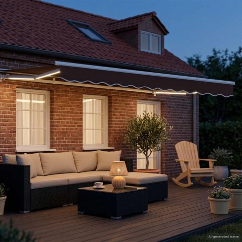 Ręczny ramowy zewnętrzny markizowy z LED 3 x 2 m