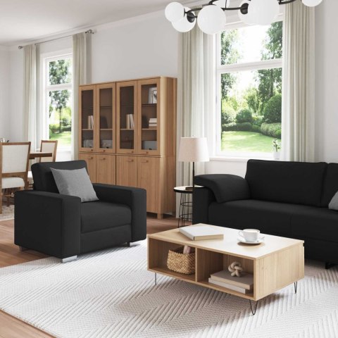 Sofa 3 pcs Czarny 219 x 80 x 82 cm Tkanina lniana