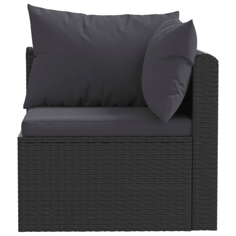 5-częściowy zestaw mebli do ogrodu, poduszki, rattan PE, czarny