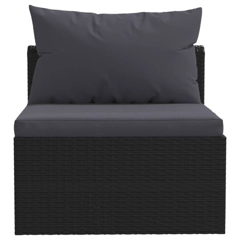 5-częściowy zestaw mebli do ogrodu, poduszki, rattan PE, czarny