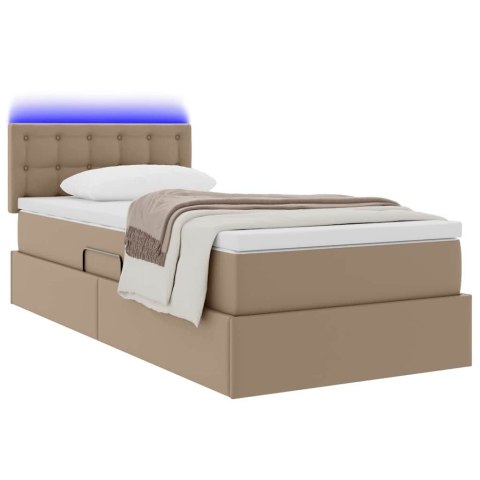 Łóżko z miejscem na przechowywanie i LED Kawowy 90 x 190 cm