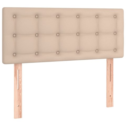 Łóżko kontynentalne, materac i LED cappuccino ekoskóra 90x200cm