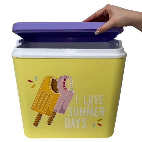Lodówka ATLANTIC 24L Żółta wzór Lody Kamai