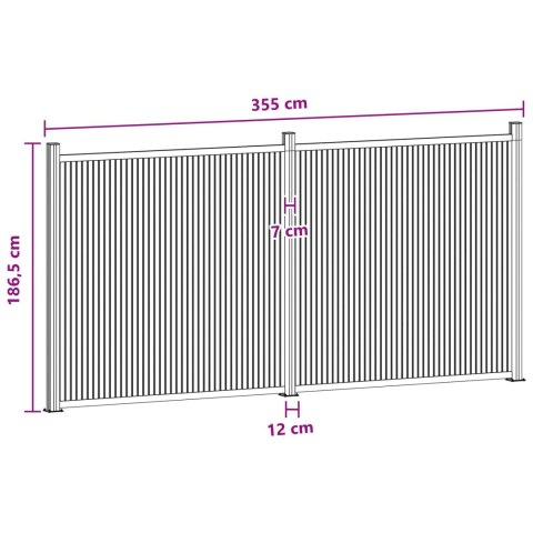 Panel ogrodzeniowy 2 pcs WPC i aluminium Czarny