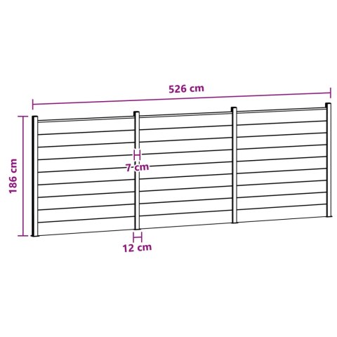 Panel ogrodzeniowy 3 pcs WPC i aluminium Czarny
