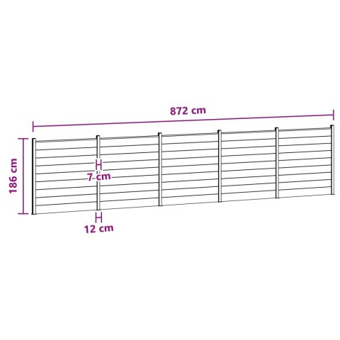 Panel ogrodzeniowy 5 pcs WPC i aluminium Szary