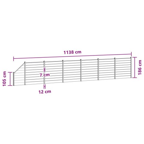 Panel ogrodzeniowy 7 pcs WPC i aluminium Czarny