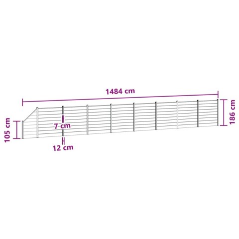 Panel ogrodzeniowy 9 pcs WPC i aluminium Szary