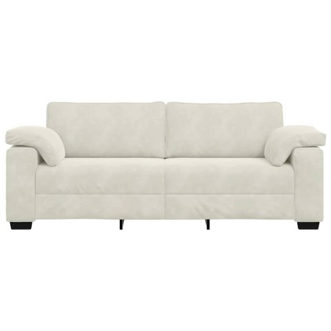 Sofa 3-osobowa, kremowa, 220x77x82 cm, aksamit