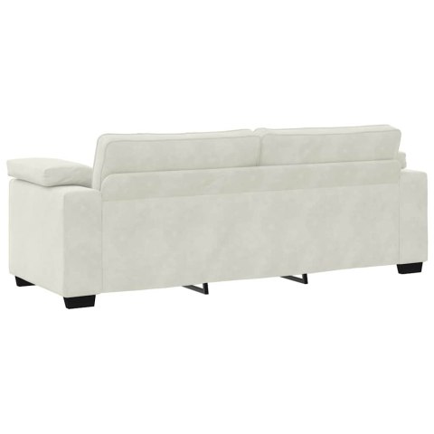 Sofa 3-osobowa, kremowa, 220x77x82 cm, aksamit