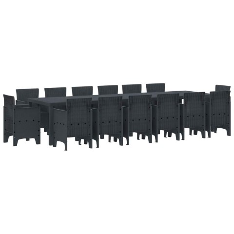 Zestaw do jadalni w ogrodzie 15 pcs Antracyt Rattan Polt
