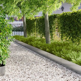 Krawężnik do trawnika 30 pcs 100 x 25 cm Stal srebrny