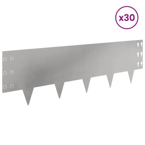 Krawężnik do trawnika 30 pcs 100 x 30 cm Stal srebrny