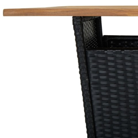 5-cz. zestaw barowy do ogrodu, z poduszkami, rattan PE, czarny