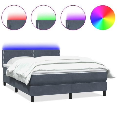 Łóżko kontynentalne z materacem i LED, ciemnoszare, 160x210cm aksamit