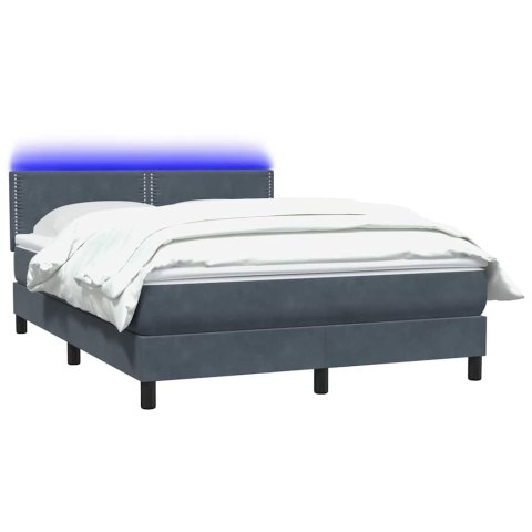 Łóżko kontynentalne z materacem i LED, ciemnoszare, 160x210cm aksamit