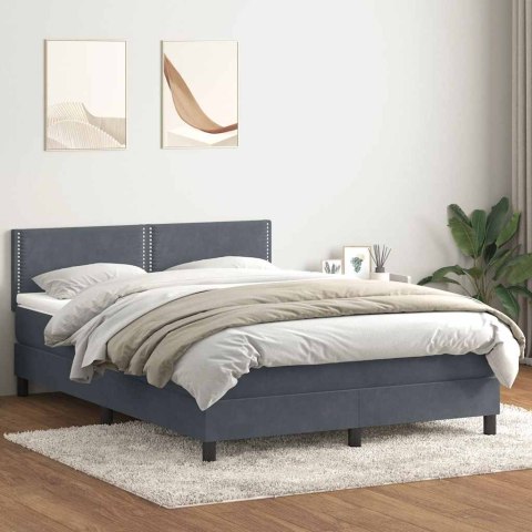 Łóżko kontynentalne z materacem i LED, ciemnoszare, 160x210cm aksamit