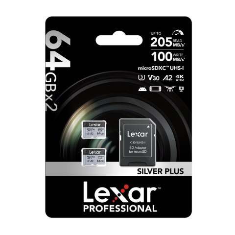 Karta pamięci Lexar High-Performance Silver Plus microSDXC 64GB + adapter