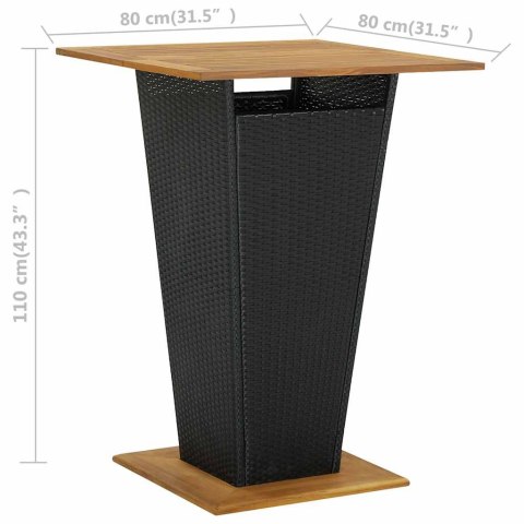 9-cz. zestaw barowy do ogrodu, z poduszkami, rattan PE, czarny
