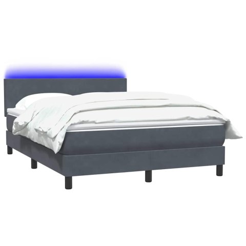 Łóżko kontynentalne z materacem i LED, ciemnoszare, 160x210cm aksamit