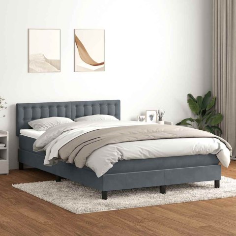 Łóżko kontynentalne z materacem i LED, ciemnoszare, 160x210cm aksamit