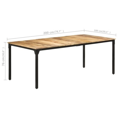 Stół jadalniany, 200 x 100 x 76 cm, surowe drewno mango