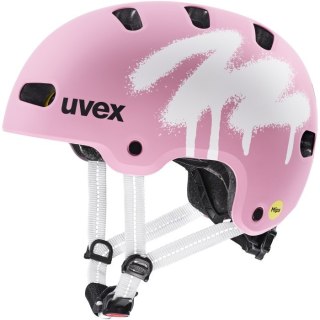 Kask rowerowy dziecięcy UVEX Kid 4 Style MIPS, sprawy strawberry matt