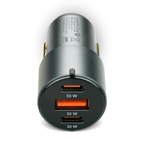 EVERACTIVE ŁADOWARKA SAMOCHODOWA 1 X USB QC3.0, 2X USB-C PD 60W CZARNA CC-40Q