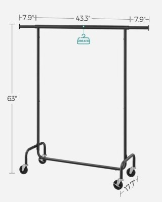 Mobilny wieszak na ubrania, czarny, nośność 130 kg