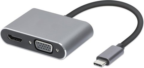 Hub USB Typ-C 4w1 USB 3.0 + PD 100W + HDMK 4k30Hz + VGA FullHD