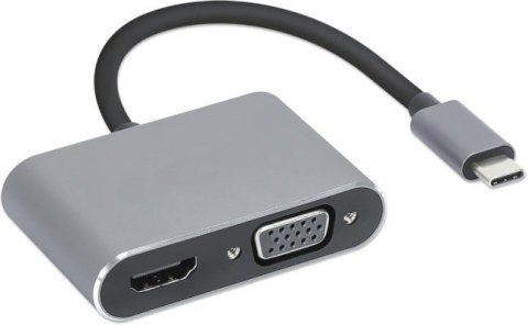 Hub USB Typ-C 4w1 USB 3.0 + PD 100W + HDMK 4k30Hz + VGA FullHD