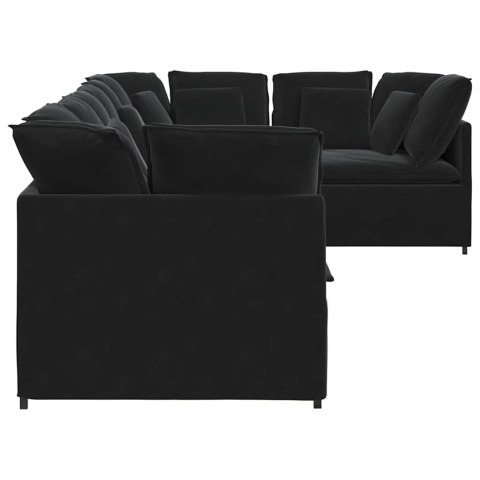 Sofa modułowa z poduszkami aksamitna czerń