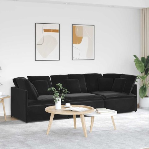 Sofa modułowa z poduszkami aksamitna czerń