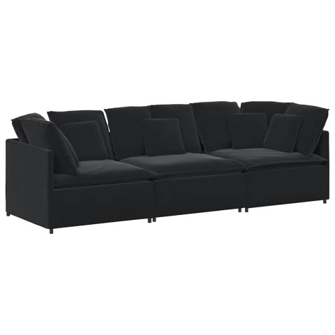 Sofa modułowa z poduszkami aksamitna czerń