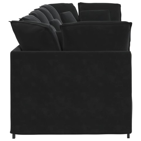 Sofa modułowa z poduszkami aksamitna czerń