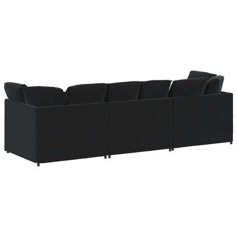 Sofa modułowa z poduszkami aksamitna czerń