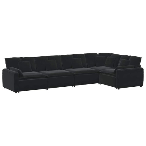 Sofa modułowa z poduszkami aksamitna czerń
